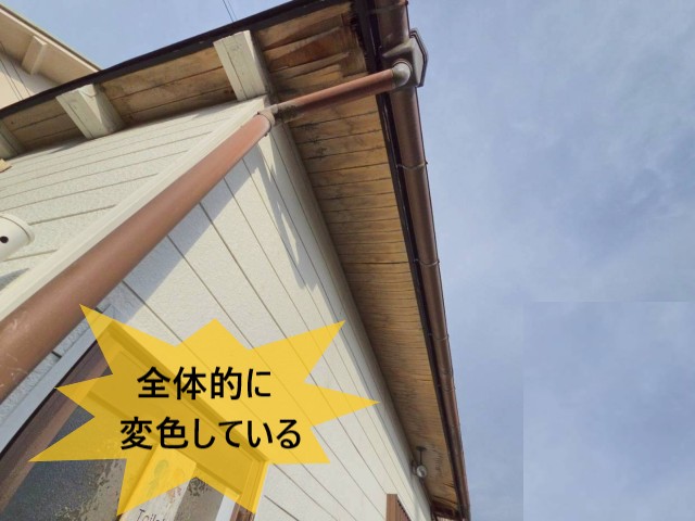 軒天　全体　変色